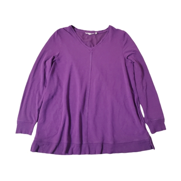 Soft Surroundings Women's Purple Long Sleeve Tunic Top With Pockets Petite Large - Picture 1 of 6